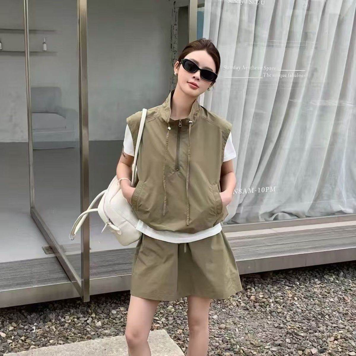 假两件马甲短袖恤套装女套裙2026夏季宽松休闲半身裙短裙两件套