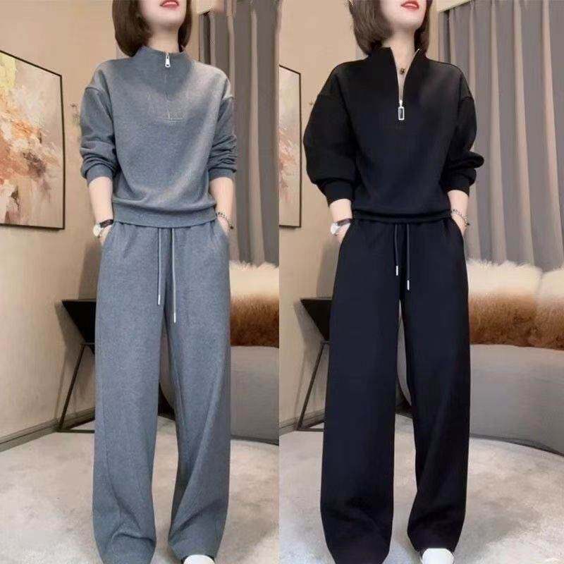 一整套时尚运动套装女2026秋冬新款轻奢高级感休闲套装立领两件套