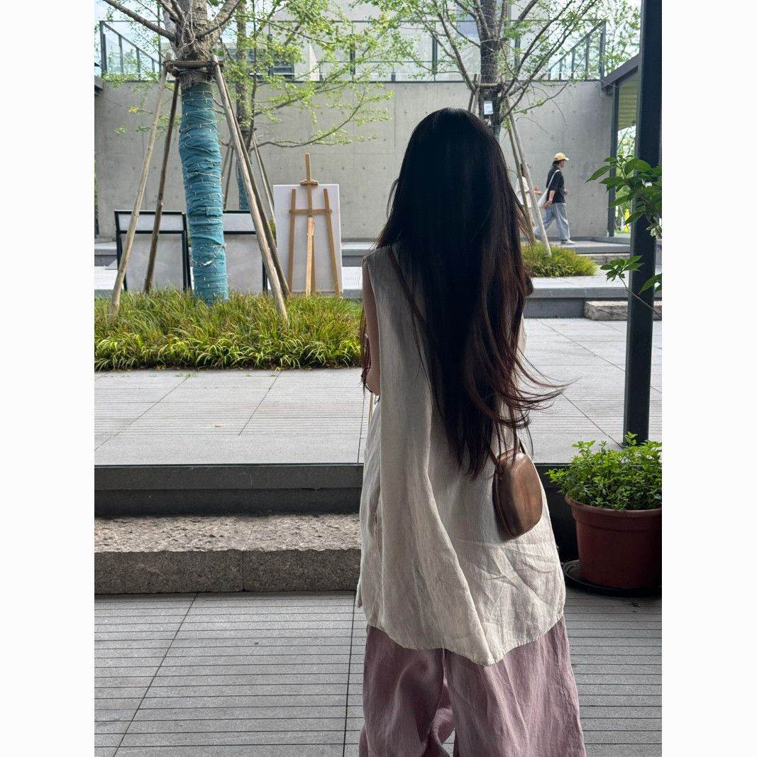 无袖长款连衣裙新中式中国风女装亚麻套装女阔腿裤禅意风