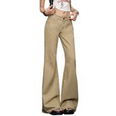 卡其色微喇牛仔裤 子 女2026春秋高腰宽松百搭辣妹不贴腿喇叭阔腿裤