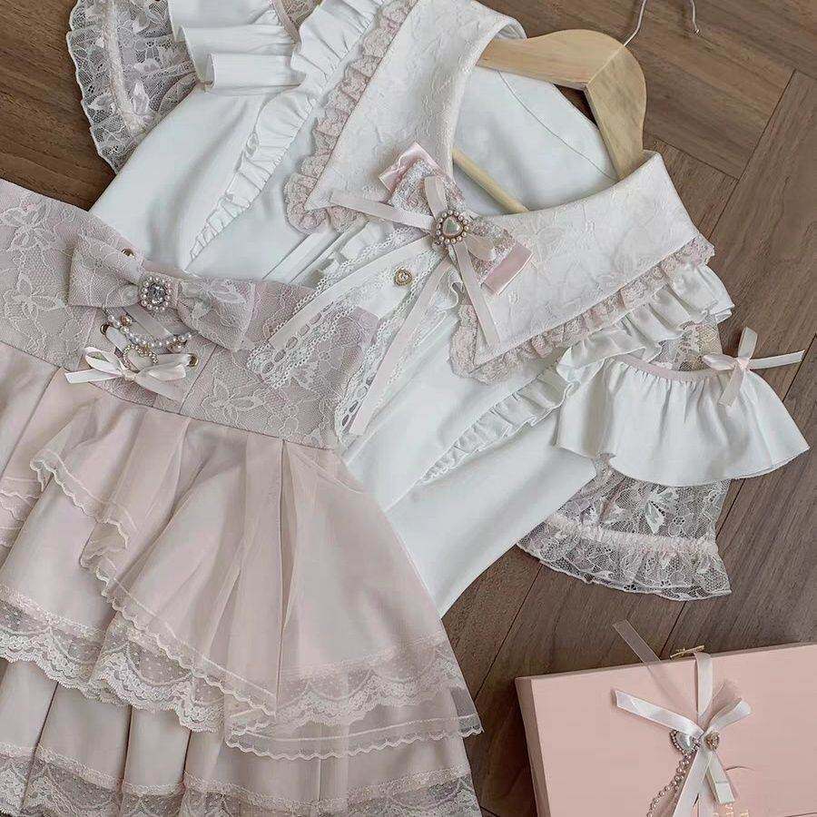 蕾服日系亚文化黑紫粉白衬衫蕾系