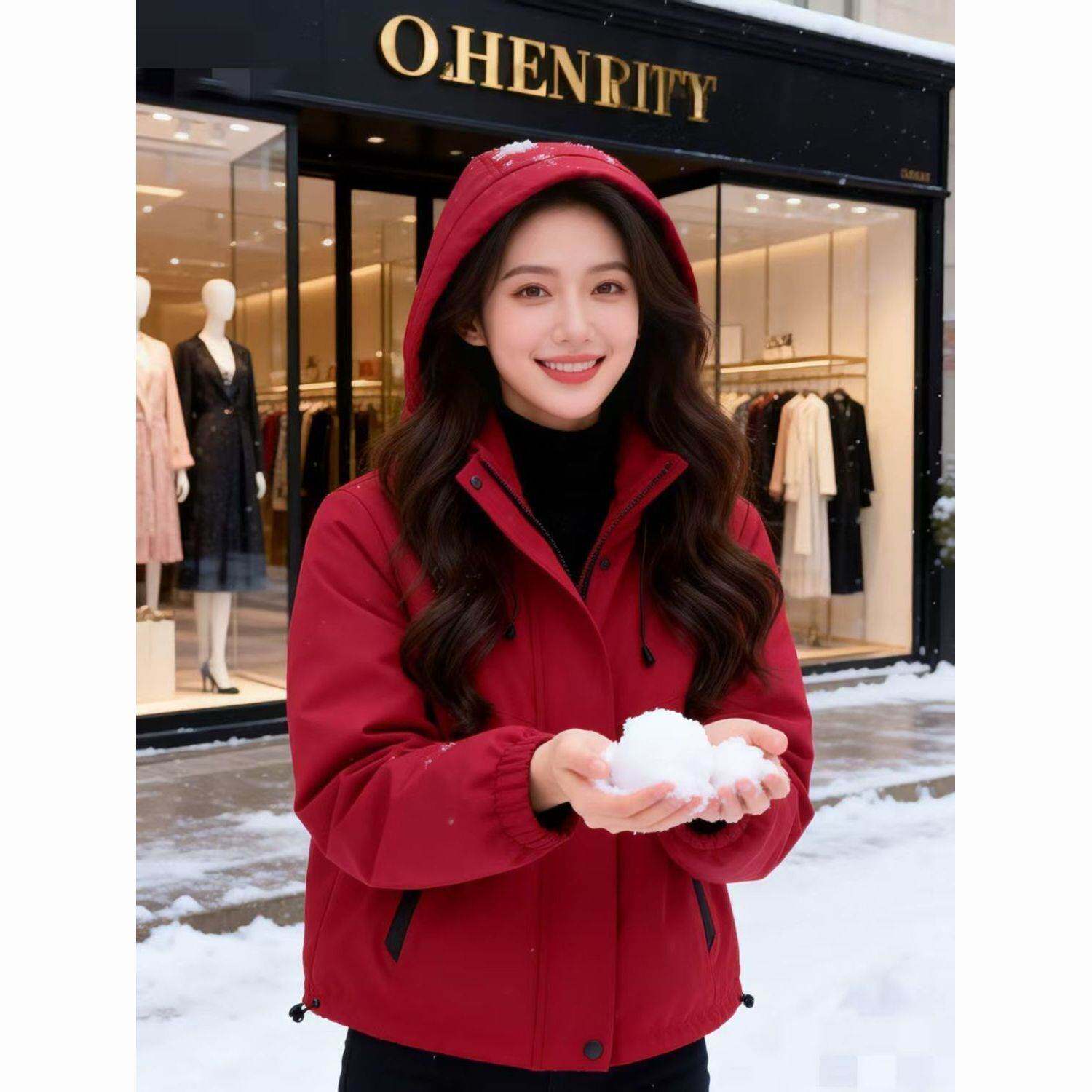 加棉加厚冲锋衣女春夏爆款短款外套运动小个子2026新款洋气夹克潮