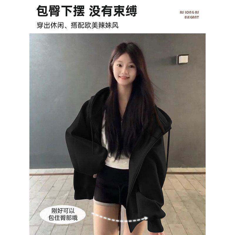 大码300斤新款连帽卫衣外套女款春连帽运动上衣春季加绒宽松开衫