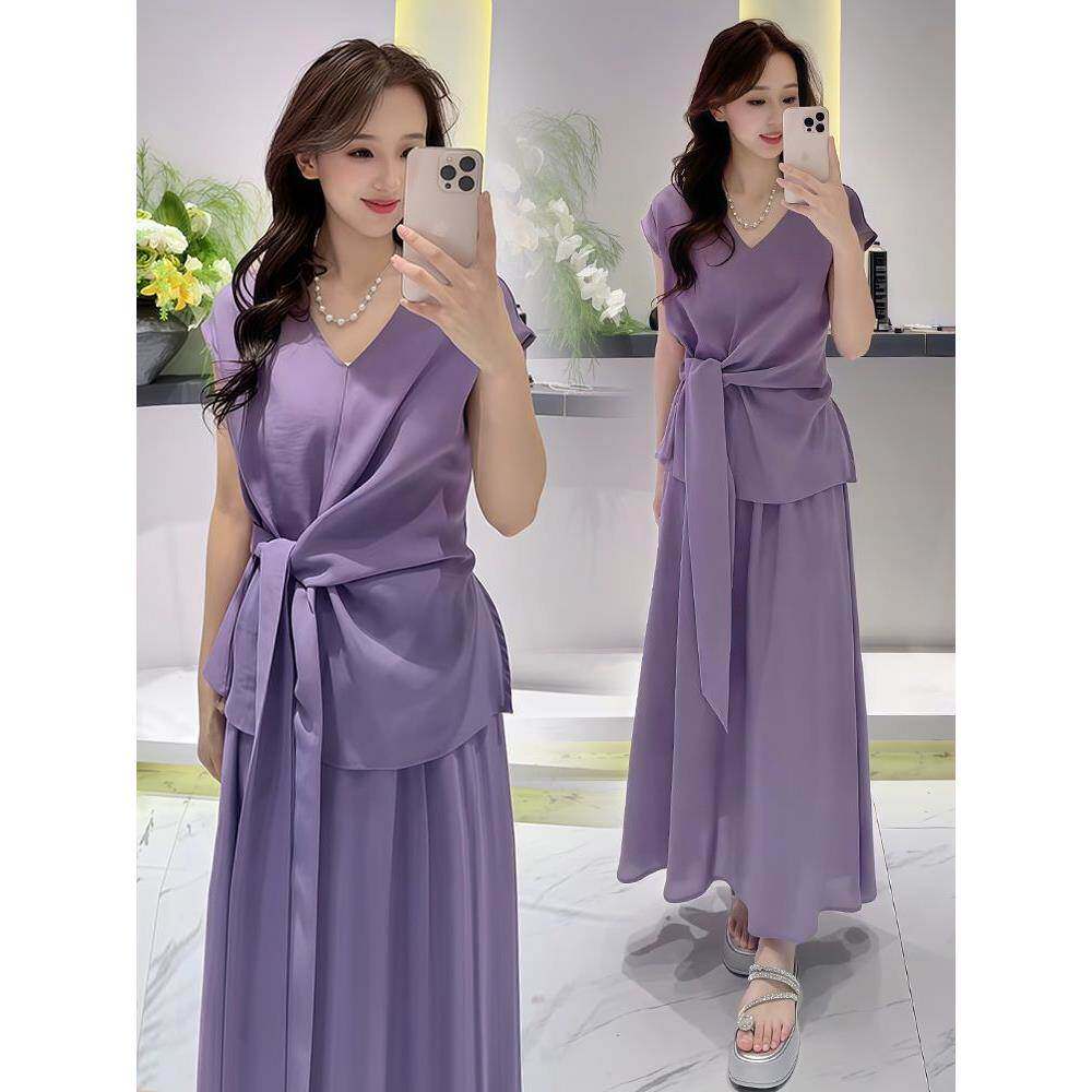 休闲慵懒风套装女2026年夏季新款显瘦无袖上衣高腰半身裙两件套潮