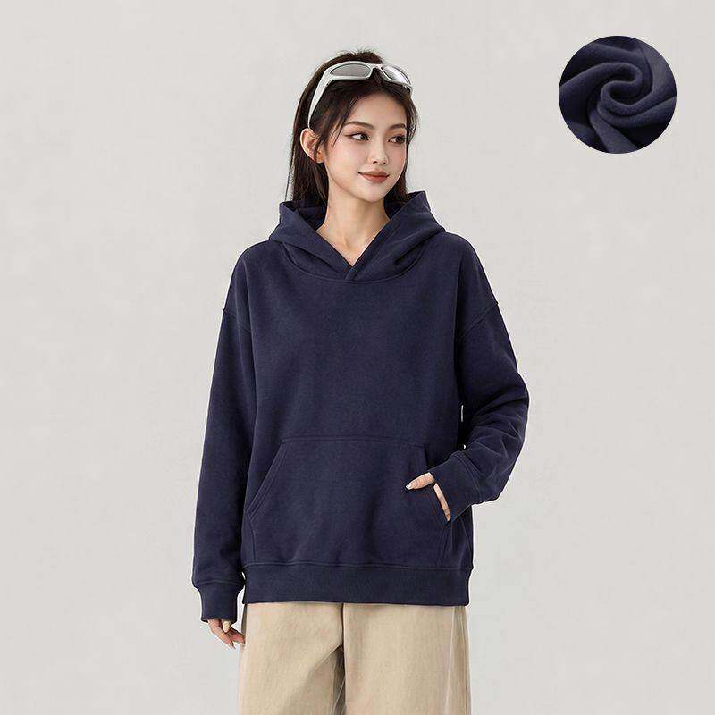 灰色慵懒风松弛感连帽卫衣女春秋季新款宽松情侣款帽衫外套