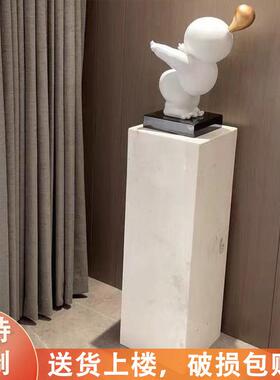 白色大石座视摆SCJ件底客厅玄关电柜旁落地石柱基理座摆台石墩雕