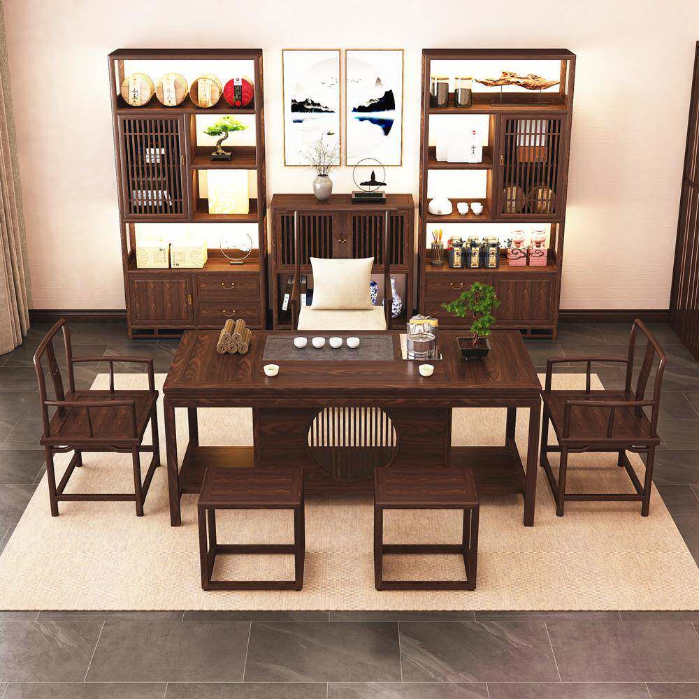 新中式茶实木茶桌子茶桌茶台方形茶桌椅20210316长组合空间泡茶桌