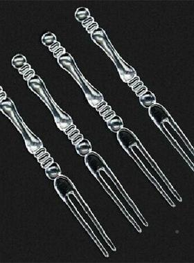 亚力节15685k叉酒店tv克专用水果叉蛋糕叉竹透明亚克力果叉