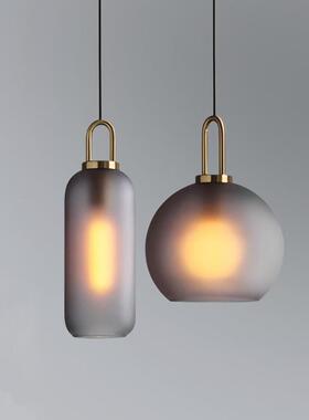 璃后现头代轻奢餐厅灯书房卧吧GFZ台饭厅床圆室球玻单头吊环过道