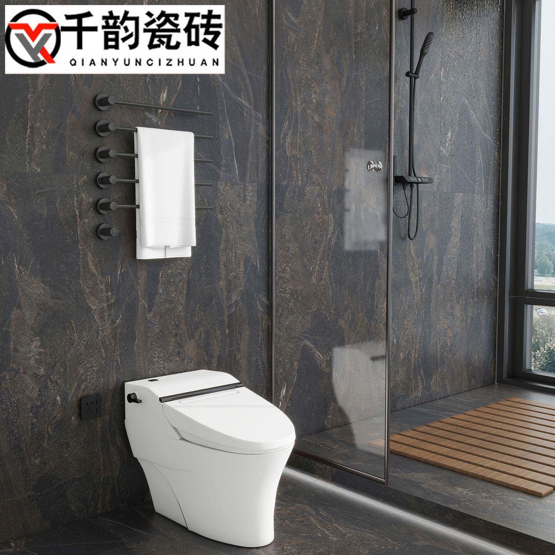 哑卫光黑色大理石瓷砖60浴0x1200生厂标间室滑地砖防墙砖仿古砖工