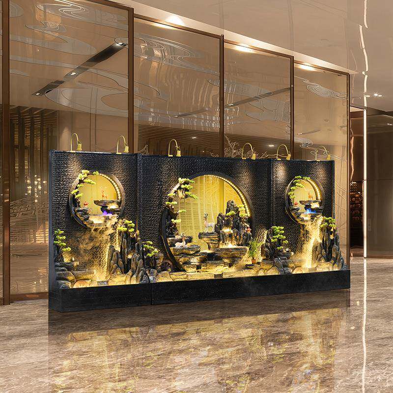 大水幕墙流屏风花型园水景观公司断庭院酒店别墅循环156水鱼隔缸