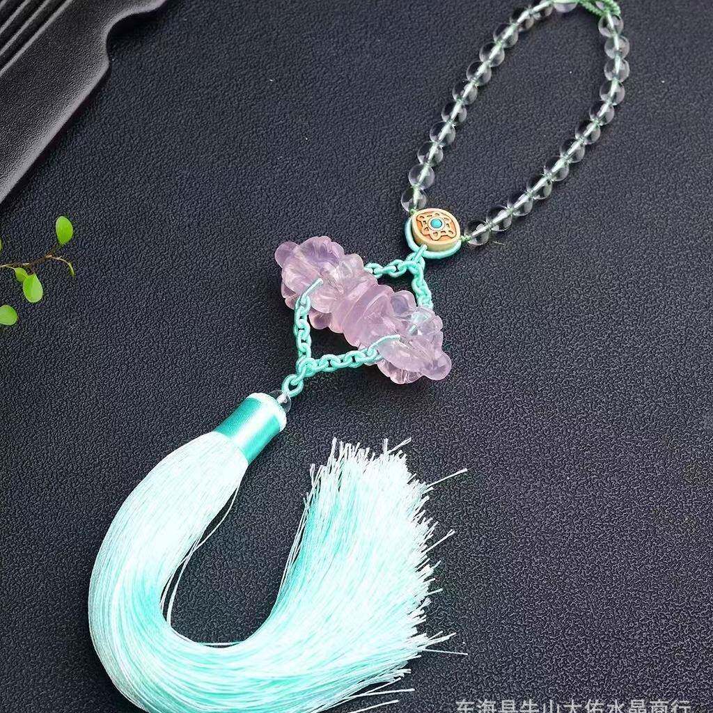 手工编车织挂天挂然莫桑杵粉XSB水晶金刚铃降魔杵金刚车挂件流苏