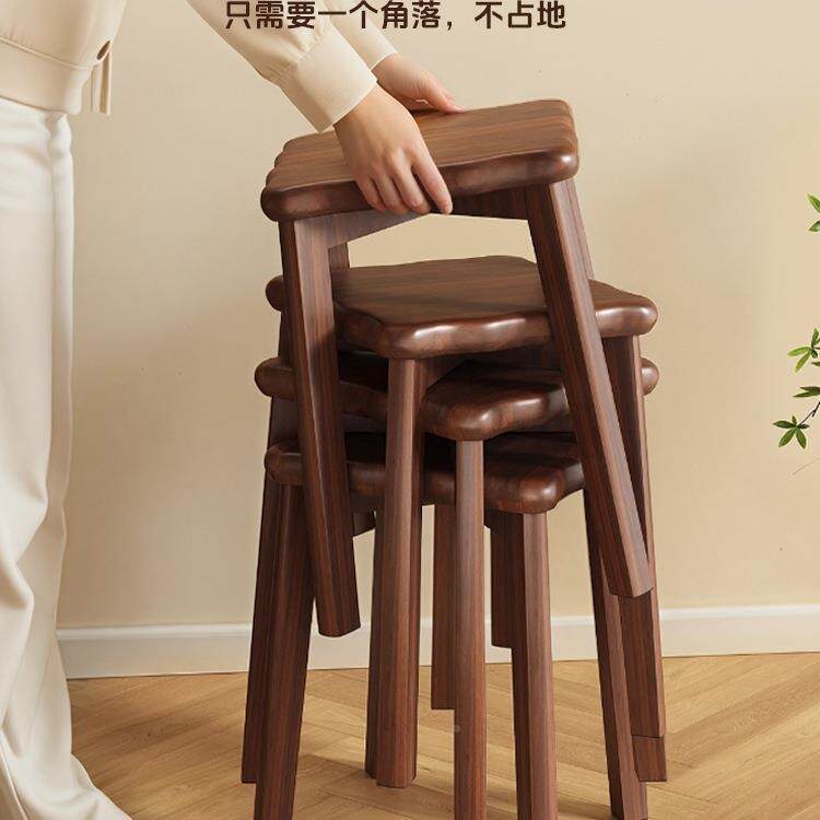 实木凳子凳客人用凳家备用化妆梳餐妆凳结实耐用可叠放新式中246