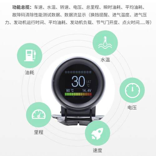 通用车OBD多载功能仪表机油油表涡表A205车轮表水温表耗仪转速表