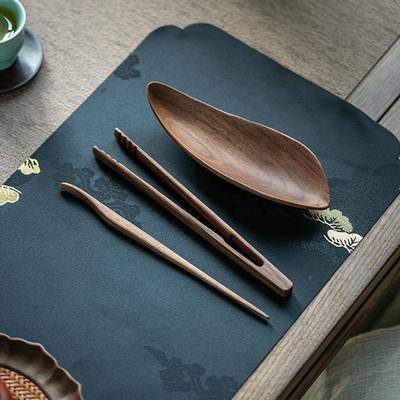 胡桃木茶ECC用则茶室复实茶套荷茶拨茶夹装中式古茶道六君子茶具