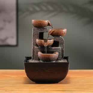 招财自流182摆动件循水环小水中式茶几办公室桌面摆件客厅家用