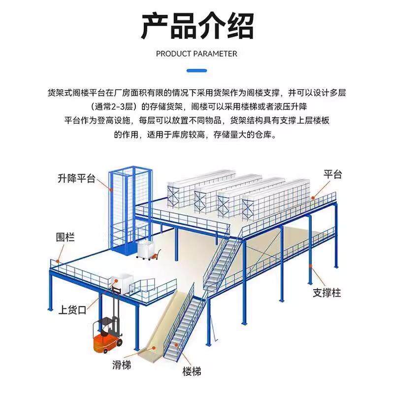 阁楼货厂家搭建二层隔楼办公层平多层夹组210装式无焊架接台仓储