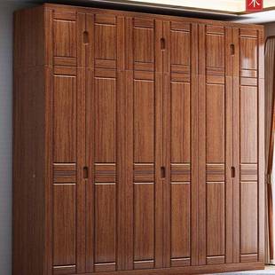 065 胡桃木实木衣柜现简约代四门门六门储物收纳经济五型卧 衣中式