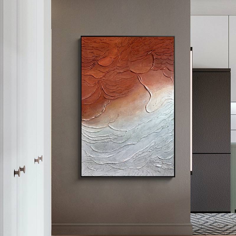 纯手绘大幅山水油画 沙发背景客厅卧室画玄关餐厅装饰画肌理挂画图片