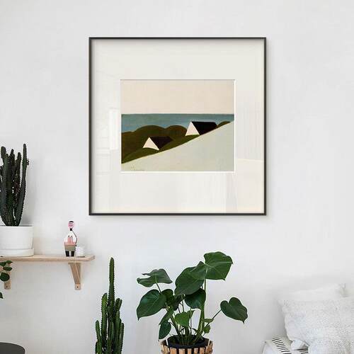 代简白约海边风景餐厅装饰画文艺桌面画客挂画小众留卡DRR纸厅壁