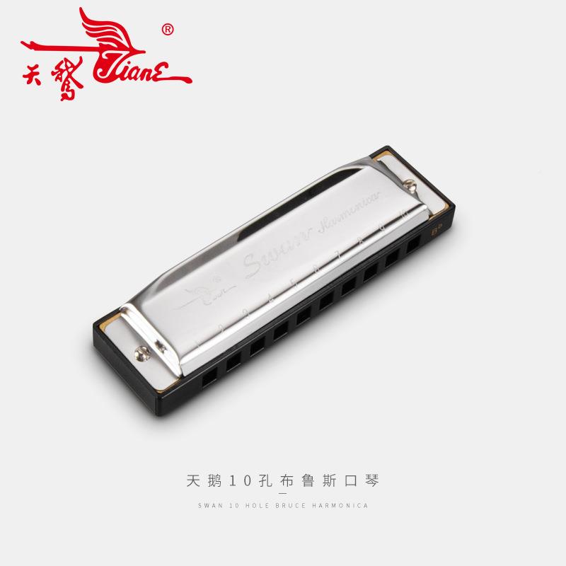 天鹅F10孔鲁斯口琴全音阶蓝调十孔7调/1RHB2B调套装ACDEG调口布琴