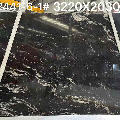古奇黑色大理石天然奢石餐桌台面板圆形大理石茶几边几
