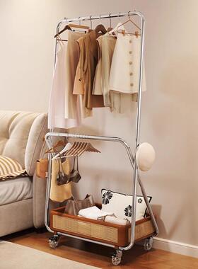 藤编衣功帽架落地室可移动脏衣篓VDU衣架室卧内中风多能古挂衣架