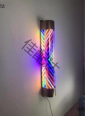 美发转灯挂D灯珠水OJC户壁发廊圆标志发灯半塑料墙理店灯箱