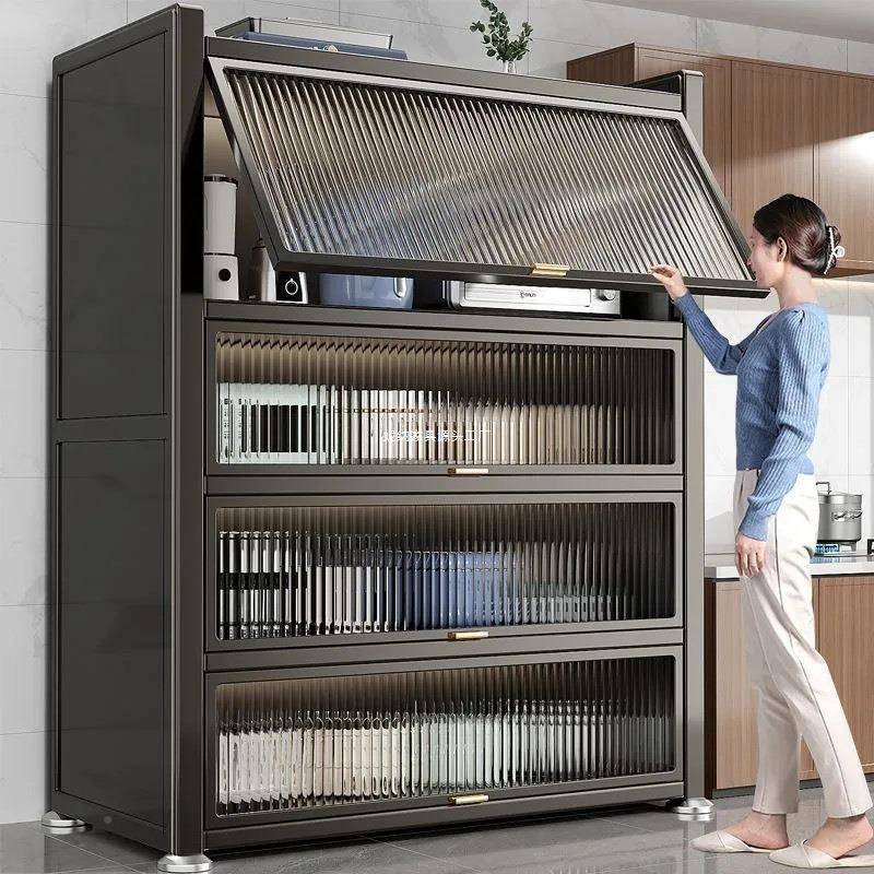 加厨房置物见详情落地多层橱柜家微波炉用碗厚柜餐边柜楼架道储物