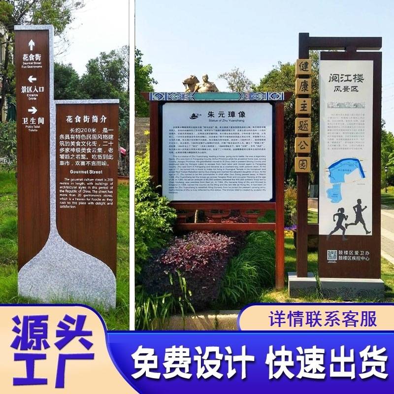路标分流道路导视牌景区引路牌指路牌户外指示牌精神堡垒不锈钢