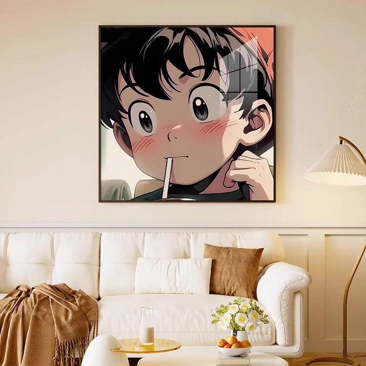 沙客发背景装饰女孩卧室画挂画奶油风现代方形75231卡床头通厅挂