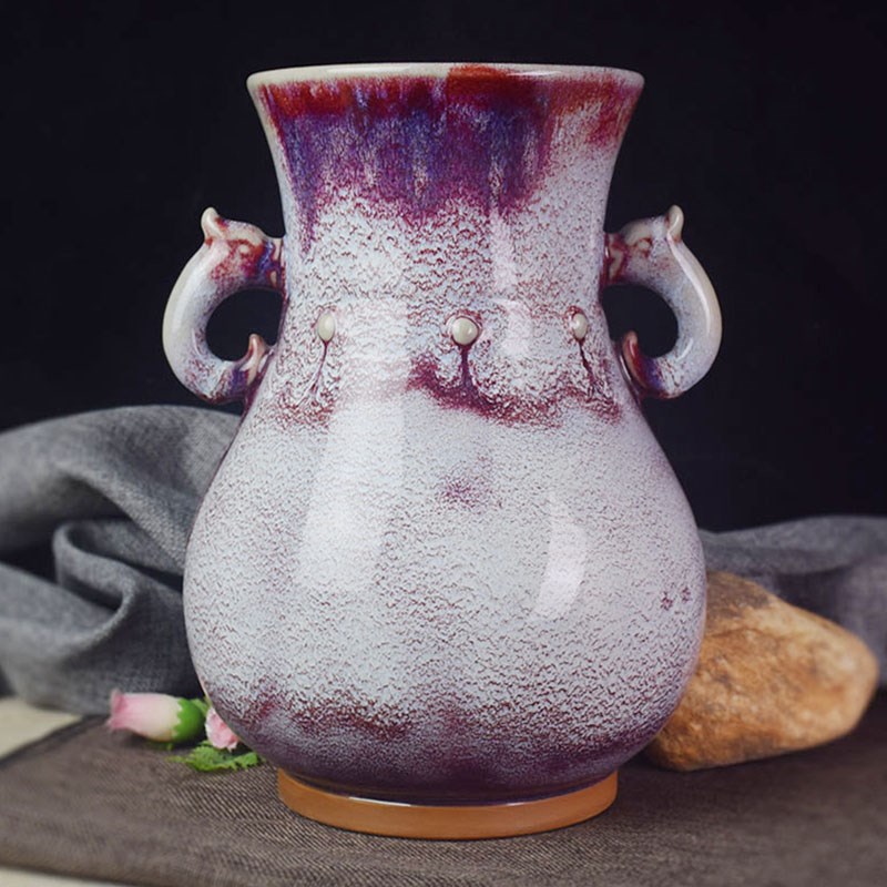 钧瓷花瓶河南f禹州钧窑陶瓷器居家客厅简约装饰窑变瓷插花器物摆