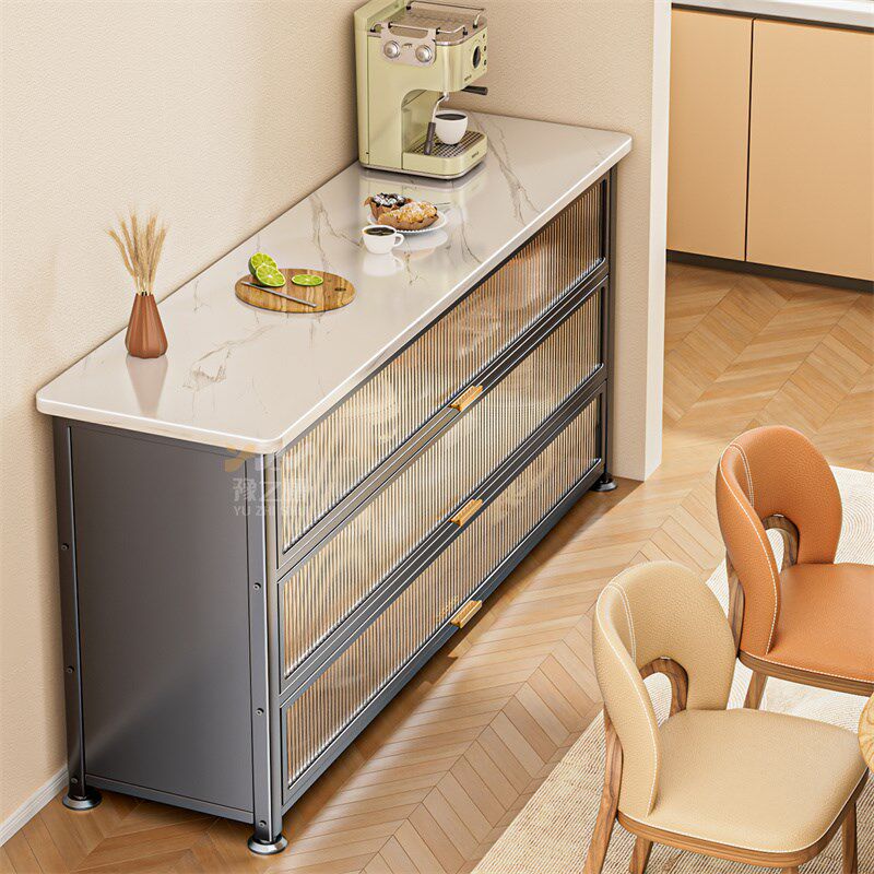 厨房置物架落地橱柜餐边柜碗筷B收纳柜岩板储物柜微波炉架用具