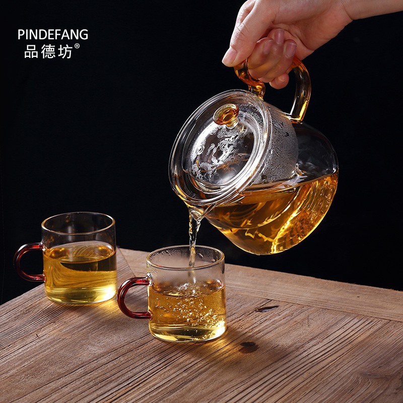 品德坊 耐热玻h璃茶壶家用过滤茶水壶蒸煮茶器玻璃内胆花茶壶 茶