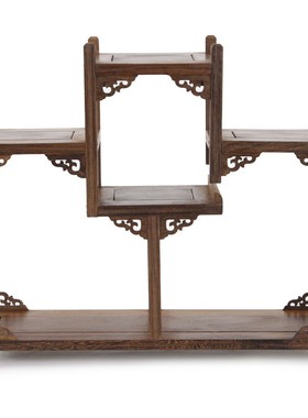 鸡翅木博古架摆件实m木多宝阁底座大号紫砂茶壶架茶具架茶叶置物