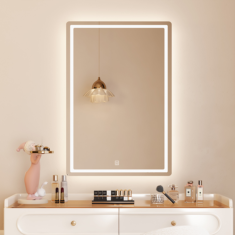 化妆台镜子法式化妆镜带灯壁挂卧室发光L触摸化妆镜酒店智能镜