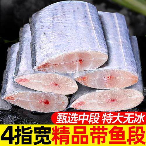鲜驰四指宽带鱼段特大中段新鲜速冻鲜活带鱼段深海刀鱼段海鲜
