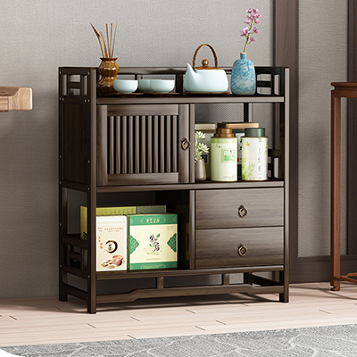 茶水柜办公室茶柜置物架u家用茶叶柜茶台桌边柜茶叶茶具储物柜