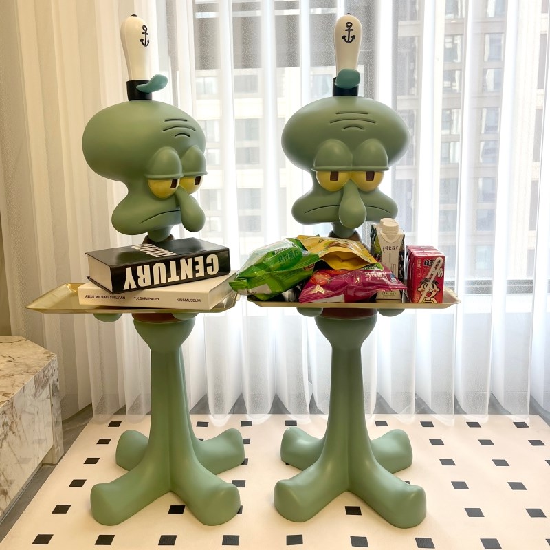 章鱼哥托盘落地大摆件电视柜旁边艺术创J意迎宾玄关大型装饰品玩