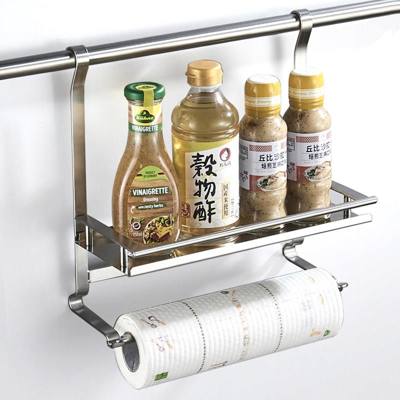304不锈钢壁挂厨房调味品调料保鲜膜纸巾置物架悬挂挂钩挂杆挂架
