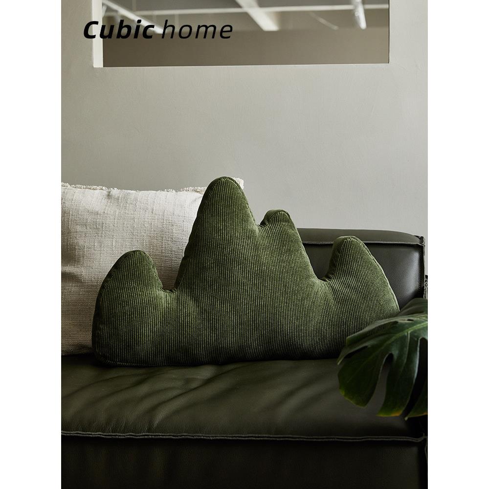 CBhome 春山新中式国潮抱枕 绿色灯芯绒客厅靠枕靠垫沙发腰枕套