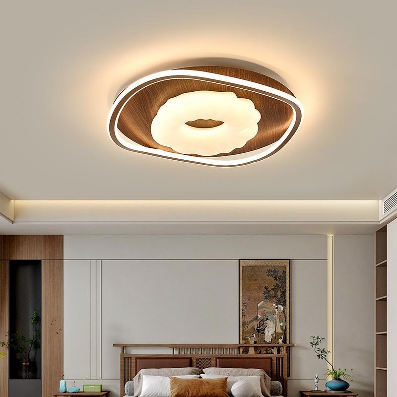 中古风卧室灯简约现代吸顶灯房间书房复古木纹创意个性主卧奶油风