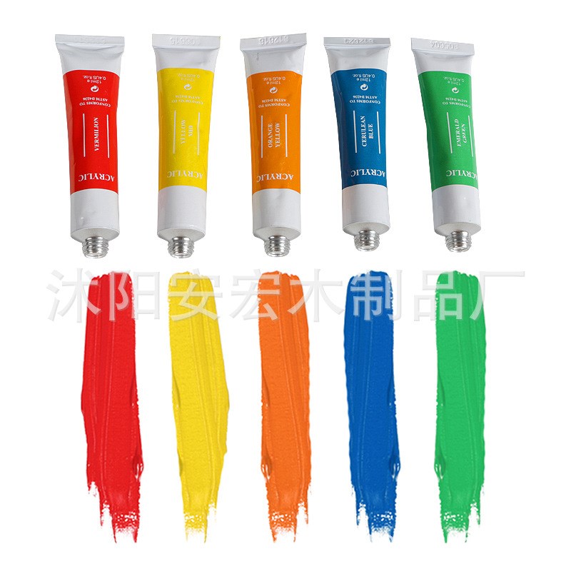 安宏丙烯颜料24色12ml盒装送调色盘和画笔油画绘画套装厂价销售