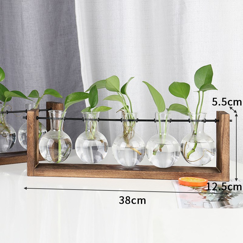 秋千木架水培植物容器玻璃工艺品花瓶家用办公室装饰品摆件绿萝瓶