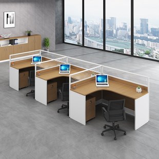 办公桌椅组合简约现代职员桌隔断屏风卡座L型2/4/6/8人员工位桌子
