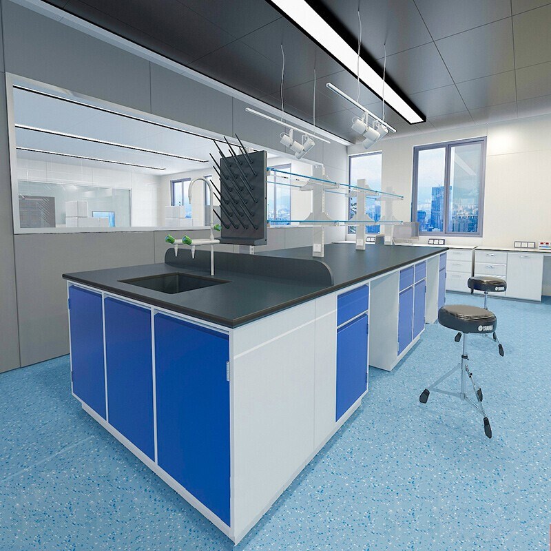 实验室工作台钢制中央台实验桌物理化学试验台全钢实验室PP边台
