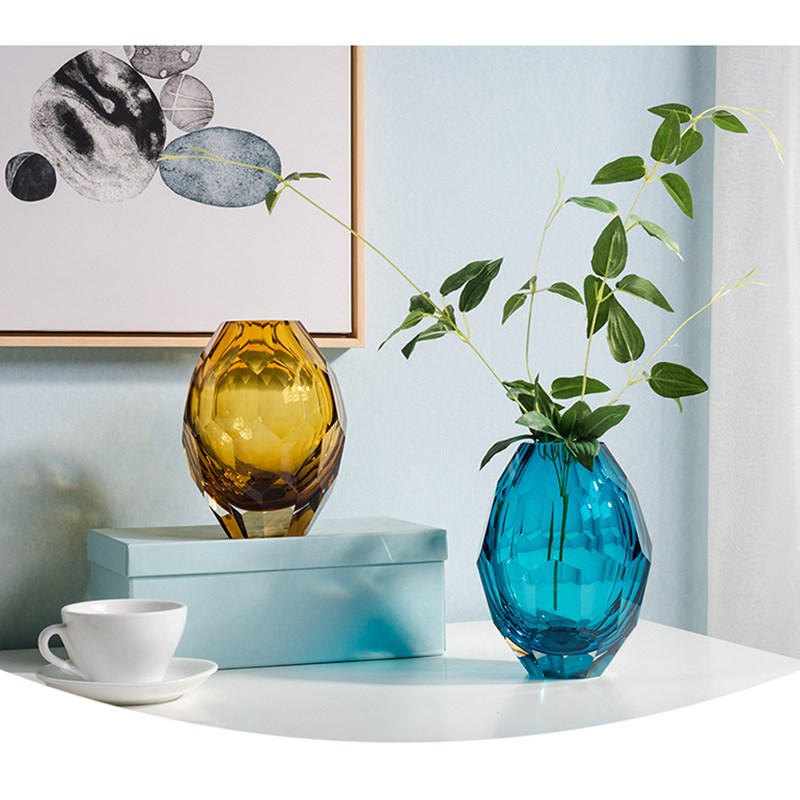 碧轩厂家直销手工彩色玻璃花瓶高档软装配饰工艺玻璃