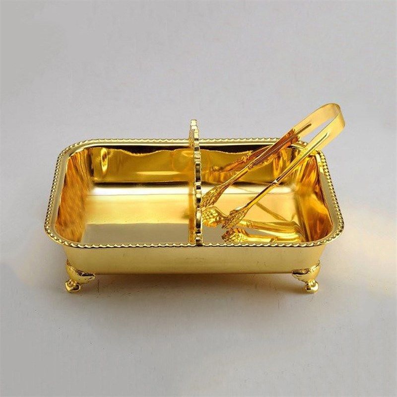 创意酒店餐厅KTV桌面用品电镀银色带提手方形毛巾盘配夹子,餐饮具,盘,淘宝优惠券,粉丝福利购,淘宝优惠卷