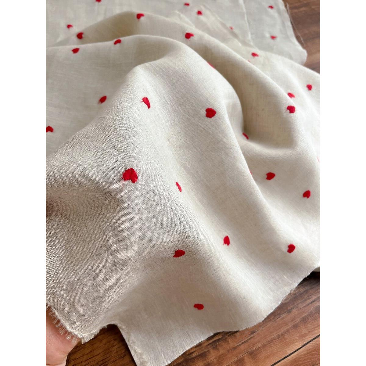 采购产品亚麻织物纯亚麻夏季礼服衬衫妇女的儿童服装织物红心绣花