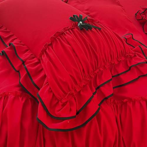 婚庆床上四套件套公主红庆色婚结婚床单遥伊供应被新婚喜床上用品